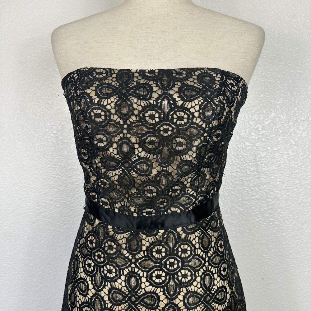 Vintage Y2K Delia's Dress Size 5 Small Black Lace Illusion Strapless Midi - Picture 5 of 15